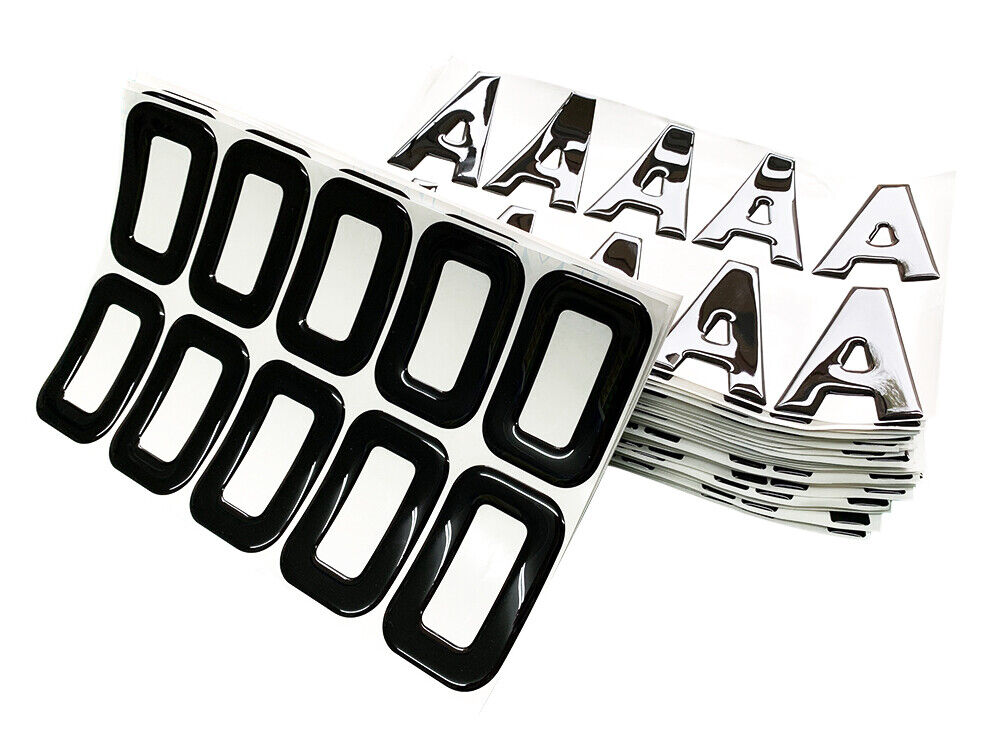 350 3D Gel Black Number Plate Digits - Full Set, Road Legal, Chip Resistant (4D Style)