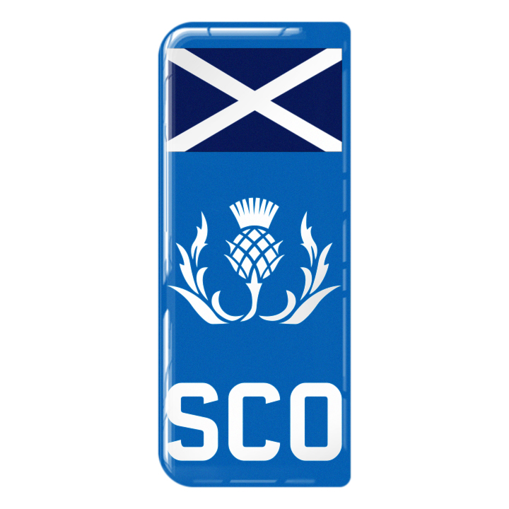 2x Scottish Flag 3D Resin Gel Domed Number Plate Badges - Decorative Decals